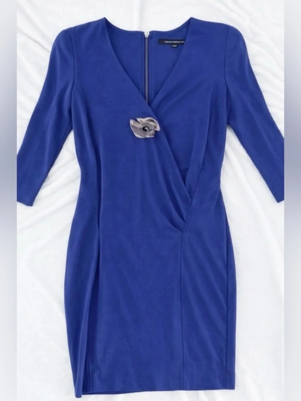 french connection royal blue dress French Connection Royal Blue Off The Cold Shoulder Sleeveless Dress Size Medium